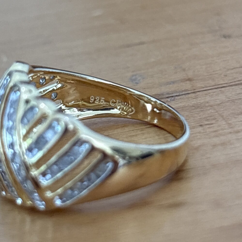 1/2 tcw Gold over Sterling Silver Genuine Diamond Dome Ring Channel Set Size 7 - Picture 5 of 13